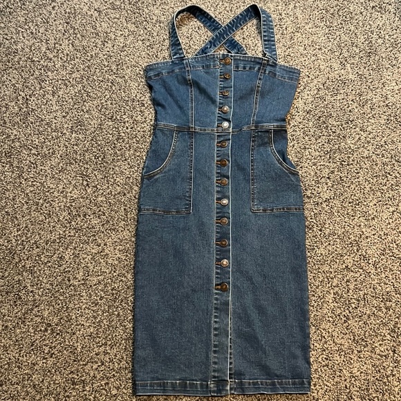 🌸4/$20🌸Forever 21 Women's Stretchy Denim Dress Size Small EUC - Picture 1 of 8
